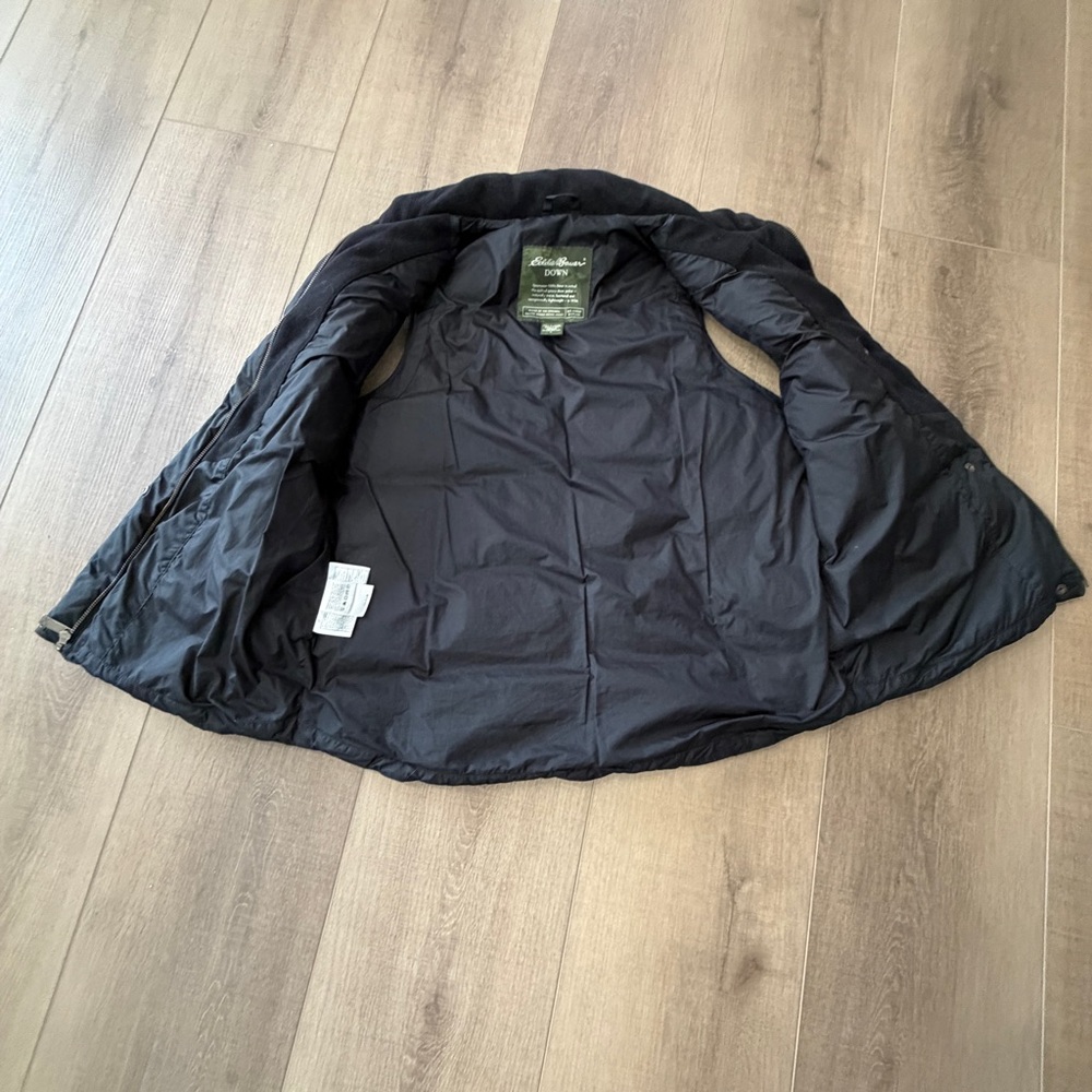 Eddie Bauer Black Vest Women Large Goose Down Quilted  Zip Puffer Style 4571 - Picture 9 of 15